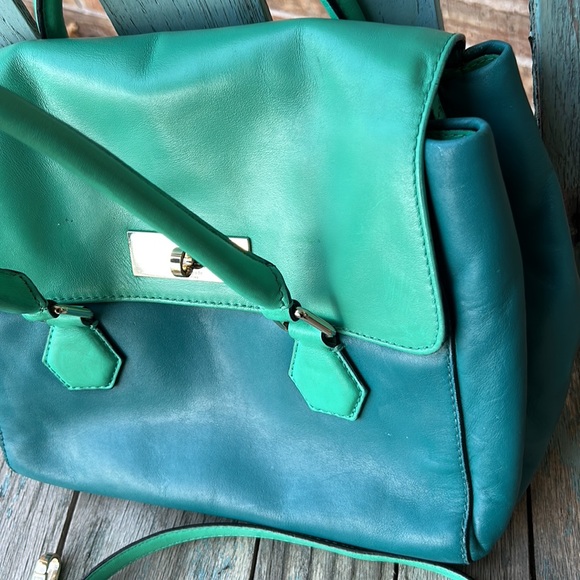 KATE SPADE Colorblock Emerald Satchel Catherine St. Joanie Green Leather 💚 - Picture 6 of 16